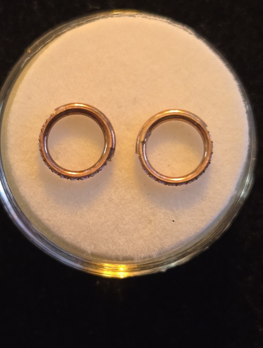 Bodyartforms Titanium Side Gemmed Clicker 16g 1/4" Rose Gold Aurora Borealis - Picture 3 of 4